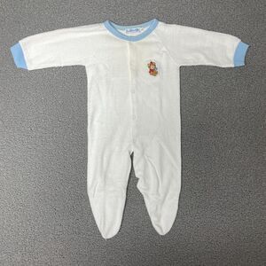 Vintage Baby Boy Medium blue white Sleeper Pajamas‎ 9 mo? terry cloth